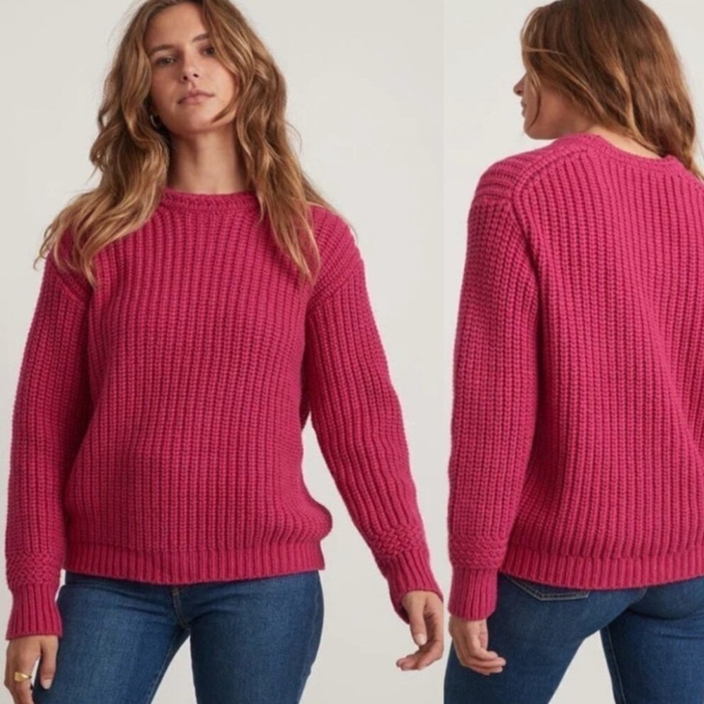 Marine Layer Chunky Oversized Crewneck Sweater Size XS Pink Rose Violet